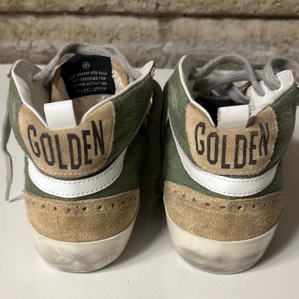 Golden Goose Mid Star Sneakers in White and Green - Picture 9 of 10
